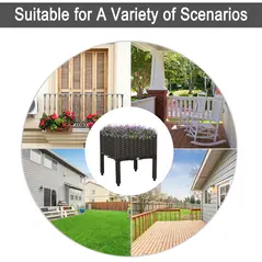 Outsunny 26L Garden Raised Bed Elevated Patio Flower Plant Planter Box PP Vegetables Planting Container, Brown - 4