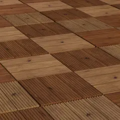 Outsunny 27 Pcs Wooden Interlocking Decking Tiles, 30 x 30 cm Anti-slip Outdoor Flooring Tiles, 0.81㎡ per Pack, All Weather Use for Patio, Balcony, Terrace, Hot Tub, Brown - 7