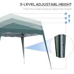 Outsunny 3 M x 3 M Base/ 2.5 M x 2.5 M Top Pop Up Gazebo with Carry Bag, Height Adjustable Slant Leg Party Tent Instant Event Shelter for Garden, Patio, Green - 7
