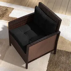 Outsunny 2-Piece Seat Cushions Back Pillows Replacement, Patio Chair Cushions Set for Indoor Outdoor, Black - 8