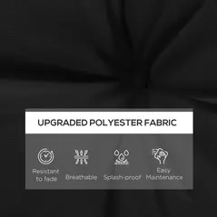 Outsunny 2-Piece Seat Cushions Back Pillows Replacement, Patio Chair Cushions Set for Indoor Outdoor, Black - 4