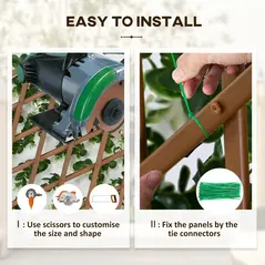 Outsunny 2pc Expanding Garden Trellis, 2 x 1m Faux Decorative Privacy Fence with Artificial Leaves, Privacy Screen Greenery Walls for Garden Balcony, Eucalyptus Leaves - 7