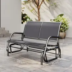 Outsunny 2-Person Outdoor Glider Bench Patio Double Swing Gliding Chair Loveseat w/Power Coated Steel Frame for Garden Patio Porch, Grey - 3