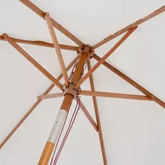 Outsunny 2m x 1.5m Garden Parasol Umbrella with Tilting Sunshade Canopy, Outdoor Market Table Umbrella with Wood and Bamboo Frame, Cream White - 8