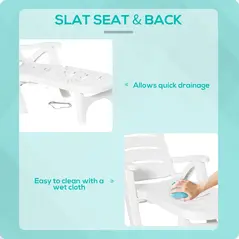 Outsunny 2PCs Outdoor Folding Sun Lounger Recliner on Wheels w/ 5-Position Backrest, White - 7