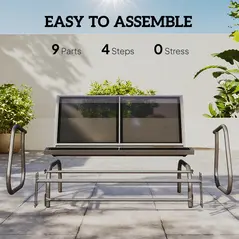 Outsunny 2-Person Outdoor Glider Bench Patio Double Swing Gliding Chair Loveseat w/Power Coated Steel Frame for Garden Patio Porch, Black - 5