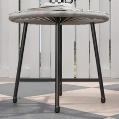 Outsunny 3 Pieces Rattan Bistro Set, Garden Bistro Set with Acapulco Chairs and Glass Top Table, Small Garden Furniture Set with Reinforced Metal Frame for Outdoor, Patio, Balcony, Grey - 9