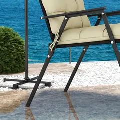 Outsunny 2-Piece Seat Cushion Replacement with Backrest, Garden Patio Chair Cushions Set with Ties, Beige - 6