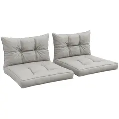 Outsunny 2-Piece Seat Cushions Back Pillows Replacement, Patio Chair Cushions Set for Indoor Outdoor, Light Grey - 1