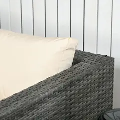 Outsunny 3 Pieces PE Rattan Garden Furniture Set with 10 cm Thick Cushions, 4 Seater Garden Corner Sofa Set with Glass Top Coffee Table, Outdoor Furniture for Patio, Porch, Beige - 7