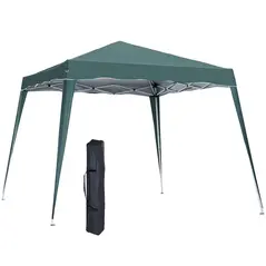 Outsunny 3 M x 3 M Base/ 2.5 M x 2.5 M Top Pop Up Gazebo with Carry Bag, Height Adjustable Slant Leg Party Tent Instant Event Shelter for Garden, Patio, Green - 1