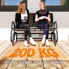 Outsunny 2-Person Outdoor Glider Bench Patio Double Swing Gliding Chair Loveseat w/Power Coated Steel Frame for Garden Patio Porch, Black - 7