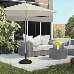 Outsunny 25 kg Parasol Base, Heavy Duty Concrete Patio Umbrella Stand with Adjustable Knob, 49 cm Round Garden Parasol Holder for 35 to 48 mm Poles, Black - 2