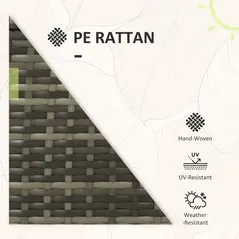 Outsunny 3 Pieces Rattan Bistro Set Balcony Furniture with Cushions, Storage Function - Dark Grey - 6