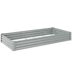Outsunny 240 x 120cm Galvanised Steel Open Planter - Silver - 1