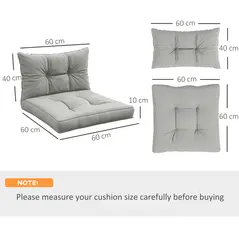 Outsunny 2-Piece Seat Cushions Back Pillows Replacement, Patio Chair Cushions Set for Indoor Outdoor, Light Grey - 3