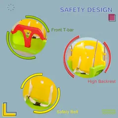 Outsunny 3 in 1 Detachable Kids Swing Seat with Safety Belt, Adjustable Rope for Indoor, Outdoor, Playground, Garden, Green - 6