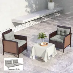 Outsunny 2-Piece Seat Cushions Back Pillows Replacement, Patio Chair Cushions Set for Indoor Outdoor, Light Grey - 2