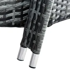 Outsunny 3 Pieces Rattan Sun Loungers, Garden Wicker Wheeling Recliner , PE Rattan Lounge Chairs w/ Cushions & Side Coffee Table Grey - 8