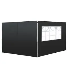 Outsunny 3 Meters Gazebo Replaceable Exchangeable Side Panel Wall Panels Walls With Window, Black - 1