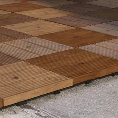 Outsunny 27 Pcs Wooden Interlocking Decking Tiles, 30 x 30 cm Anti-slip Outdoor Flooring Tiles, 0.81㎡ per Pack, All Weather Use for Patio, Balcony, Terrace, Hot Tub, Brown - 9