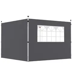 Outsunny 3 Meters Gazebo Replaceable Exchangeable Side Panel Wall Panels Walls With Window, Dark Grey - 1