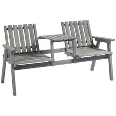 Outsunny 2-Seater Garden Bench Antique Loveseat for Yard, Lawn, Porch, Patio, Steel, Grey - 1