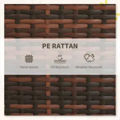 Outsunny 3 Pieces Rattan Bistro Set Balcony Furniture with Cushions, Storage Function - Cream White - 6