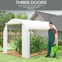 Outsunny 296 x 196cm Steel Frame Polytunnel Greenhouse - White - 5