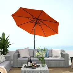 Outsunny 3 m Garden Parasol Umbrellas, Outdoor Sun Shade with 8 Ribs, Tilt and Crank Handle for Balcony, Bench, Garden, Orange - 9