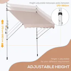 Outsunny 2x1.5m  Adjustable Outdoor Aluminium Frame Awning Beige - 4