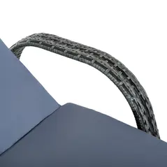 Outsunny 3 Pieces Rattan Sun Loungers, Garden Wicker Wheeling Recliner , PE Rattan Lounge Chairs w/ Cushions & Side Coffee Table Grey - 9