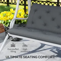 Outsunny 3 Seater Bench Cushion, Garden Chair Cushion with Back and Ties for Indoor and Outdoor Use, 98 x 150 cm, Dark Grey - 5