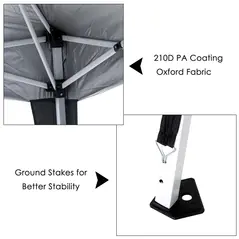 Outsunny 3 M x 3 M Base/ 2.5 M x 2.5 M Top Pop Up Gazebo with Carry Bag, Height Adjustable Slant Leg Party Tent Instant Event Shelter for Garden, Patio, Black - 6