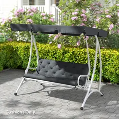 Outsunny 3 Seater Bench Cushion, Garden Chair Cushion with Back and Ties for Indoor and Outdoor Use, 98 x 150 cm, Dark Grey - 8