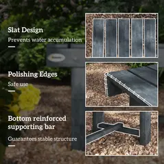 Outsunny 2-Seater Garden Wooden Bench, Grey - 6