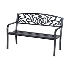 Outsunny 2-Seater Garden Bench, Steel-Black - 1