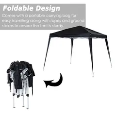 Outsunny 3 M x 3 M Base/ 2.5 M x 2.5 M Top Pop Up Gazebo with Carry Bag, Height Adjustable Slant Leg Party Tent Instant Event Shelter for Garden, Patio, Black - 5