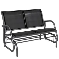 Outsunny 2-Person Outdoor Glider Bench Patio Double Swing Gliding Chair Loveseat w/Power Coated Steel Frame for Garden Patio Porch, Black - 1