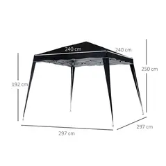 Outsunny 3 M x 3 M Base/ 2.5 M x 2.5 M Top Pop Up Gazebo with Carry Bag, Height Adjustable Slant Leg Party Tent Instant Event Shelter for Garden, Patio, Black - 3