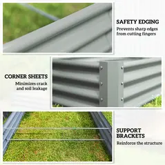 Outsunny 240 x 120cm Galvanised Steel Open Planter - Silver - 7