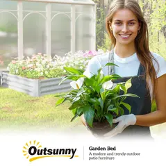 Outsunny 240 x 120cm Galvanised Steel Open Planter - Silver - 9