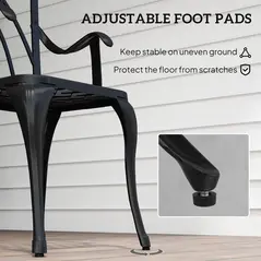 Outsunny 3 Pieces Garden Dining Set for 2, Cast Aluminium Outdoor Dining Set with 2 Armchairs and Round Dining Table with Parasol Hole, Garden Furniture Set, Brown - 7