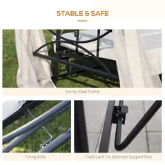 Outsunny 2-in-1 Convertible Gazebo Swing Chair Bed W/Netting, 245Lx165Wx243H cm-Beige/Black - 7