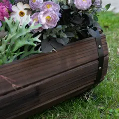 Outsunny 2PCs 56L Wooden Planter Box Flower Plant Pot Outdoor Flower Beds Plant Box with Solid Wood Carbonized Colour - 8