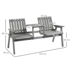 Outsunny 2-Seater Garden Bench Antique Loveseat for Yard, Lawn, Porch, Patio, Steel, Grey - 3