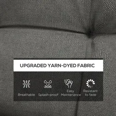 Outsunny 2-Piece Seat Cushion Replacement with Backrest, Garden Patio Chair Cushions Set with Ties, Charcoal Grey - 4