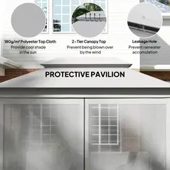 Outsunny 3 Seater Convertible Swing Chair, Outdoor Gazebo Swing Seat Bed with Double Tier Canopy, Cushioned Seat, Mesh Sidewalls, Light Grey - 5