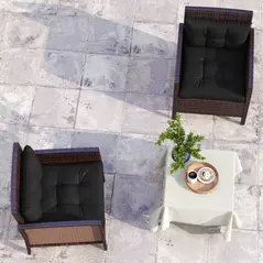 Outsunny 2-Piece Seat Cushions Back Pillows Replacement, Patio Chair Cushions Set for Indoor Outdoor, Black - 6