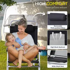 Outsunny 3 Piece Folding Camping Table and Chairs Set, Backpacking Chairs with Portable Table - 8